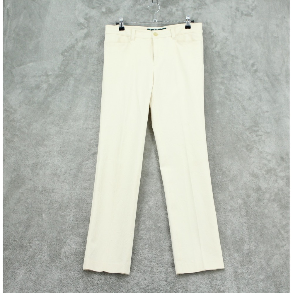 Ralph Lauren Pants Womens 6 Adelle Stretch Trouser Office Career Straight Ivory